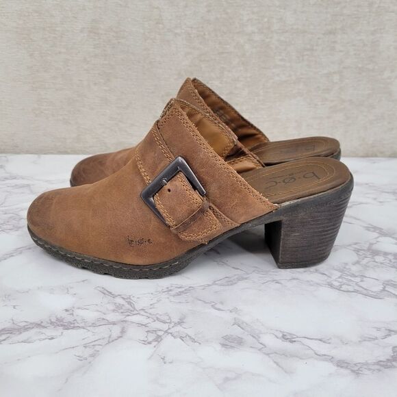 BOC Born Concepts Brown Leather Split Toe Buckel Heel Mule Women's Size 11 - Picture 2 of 14